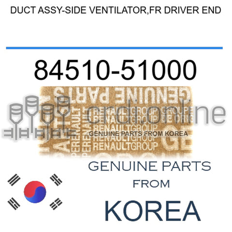 DUCT ASSY-SIDE VENTILATOR,FR DRIVER END [ORIGINAL] 84510-51000 8451051000 84510 51000
