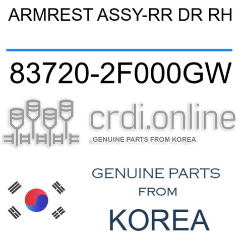 ARMREST ASSY-RR DR RH 83720-2F000GW 837202F000GW 83720 2F000GW