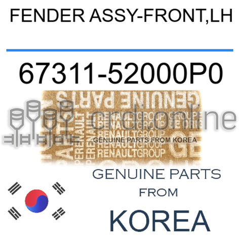 FENDER ASSY-FRONT,LH [ORIGINAL] 67311-52000P0 6731152000P0 67311 52000P0