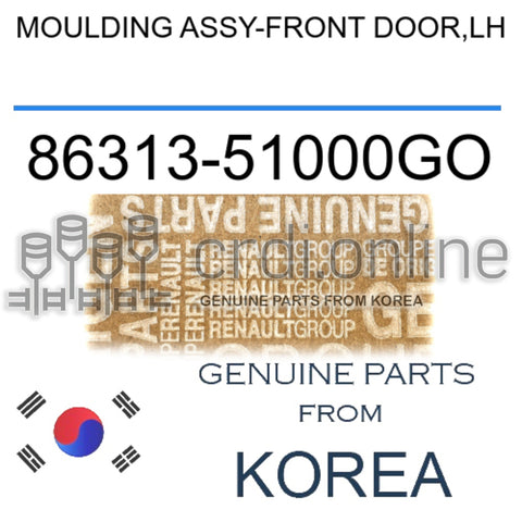 MOULDING ASSY-FRONT DOOR,LH [ORIGINAL] 86313-51000GO 8631351000GO 86313 51000GO