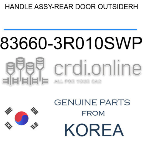HANDLE ASSY-REAR DOOR OUTSIDERH [ORIGINAL] 83660-3R010SWP 836603R010SWP 83660 3R010SWP