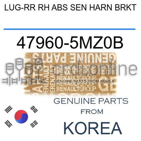LUG-RR RH ABS SEN HARN BRKT [ORIGINAL] 47960-5MZ0B 479605MZ0B 47960 5MZ0B