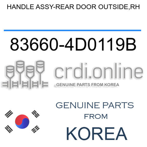 [ORIGINAL] HANDLE ASSY-REAR DOOR OUTSIDE,RH 83660-4D0119B 836604D0119B 83660 4D0119B