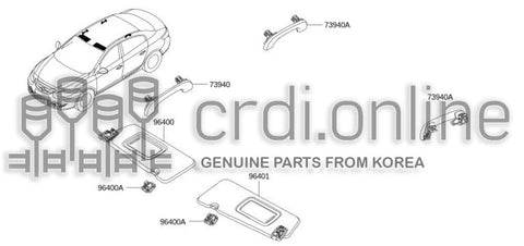SUNVISOR ASSY-RH 96400-0062R 964000062R 96400 0062R