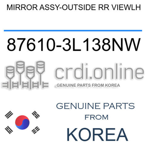 MIRROR ASSY-OUTSIDE RR VIEWLH [ORIGINAL] 87610-3L138NW 876103L138NW 87610 3L138NW