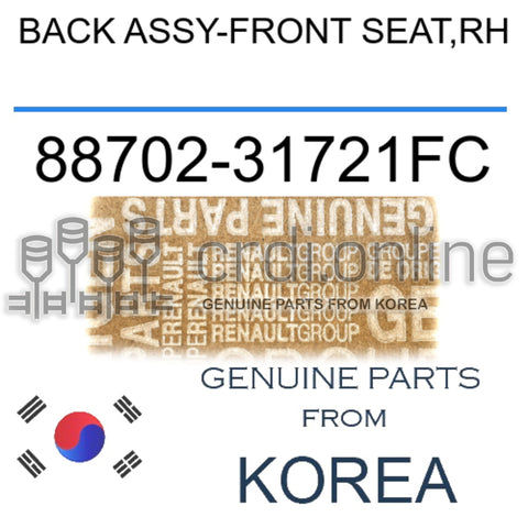 BACK ASSY-FRONT SEAT,RH [ORIGINAL] 88702-31721FC 8870231721FC 88702 31721FC