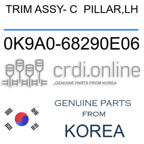TRIM ASSY- C  PILLAR,LH 0K9A0-68290E06 0K9A068290E06 0K9A0 68290E06