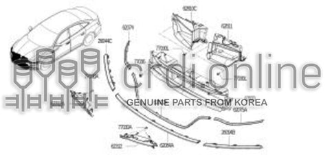 [ORIGINAL] MOULDING-FRONT BUMPER CENTER 62072-2557R 620722557R 62072 2557R