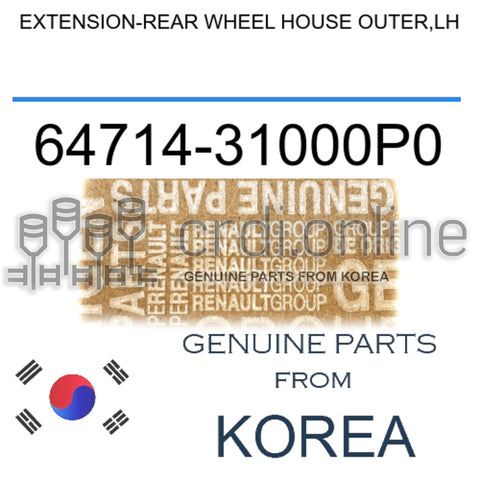 EXTENSION-REAR WHEEL HOUSE OUTER,LH [ORIGINAL] 64714-31000P0 6471431000P0 64714 31000P0