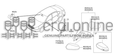 GARNISH-MIRRORLH 85203-52700US 8520352700US 85203 52700US