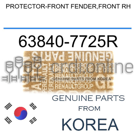PROTECTOR-FRONT FENDER,FRONT RH [ORIGINAL] 63840-7725R 638407725R 63840 7725R