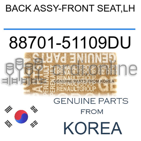 BACK ASSY-FRONT SEAT,LH [ORIGINAL] 88701-51109DU 8870151109DU 88701 51109DU