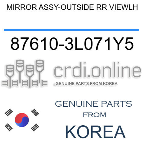 MIRROR ASSY-OUTSIDE RR VIEWLH [ORIGINAL] 87610-3L071Y5 876103L071Y5 87610 3L071Y5