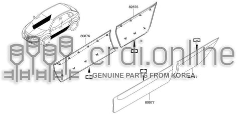 MOULDING ASSY-FRONT DOORLOWER LH 80877-JY10A 80877JY10A 80877 JY10A