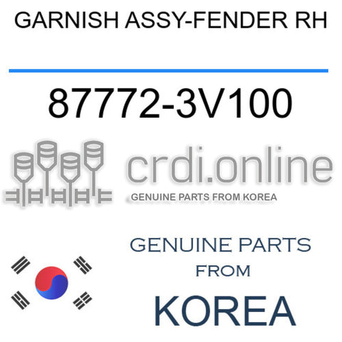 GARNISH ASSY-FENDER RH [ORIGINAL] 87772-3V100 877723V100 87772 3V100