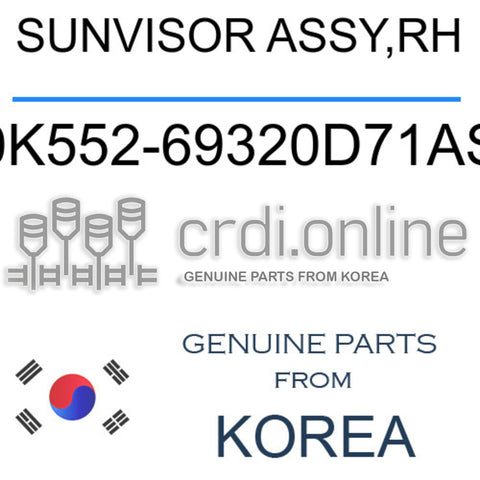 SUNVISOR ASSY,RH [ORIGINAL] 0K552-69320D71AS 0K55269320D71AS 0K552 69320D71AS