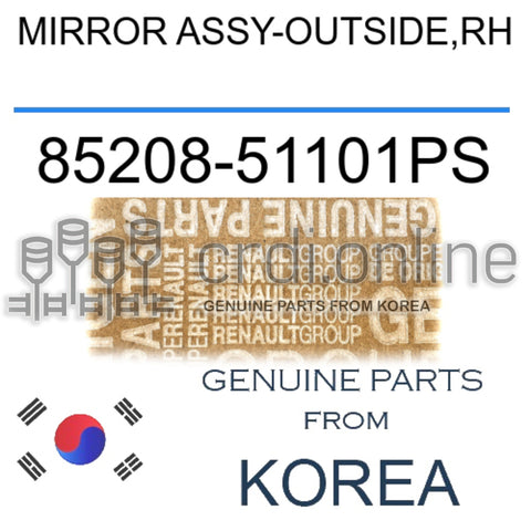 MIRROR ASSY-OUTSIDE,RH [ORIGINAL] 85208-51101PS 8520851101PS 85208 51101PS