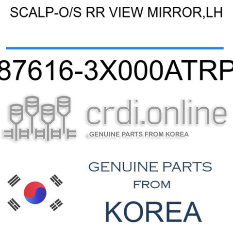 SCALP-O/S RR VIEW MIRROR,LH 87616-3X000ATRP 876163X000ATRP 87616 3X000ATRP