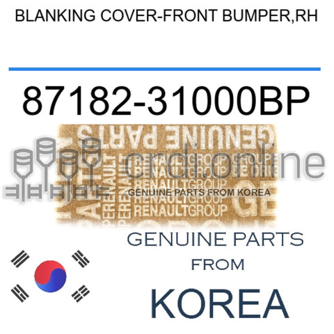 BLANKING COVER-FRONT BUMPER,RH [ORIGINAL] 87182-31000BP 8718231000BP 87182 31000BP