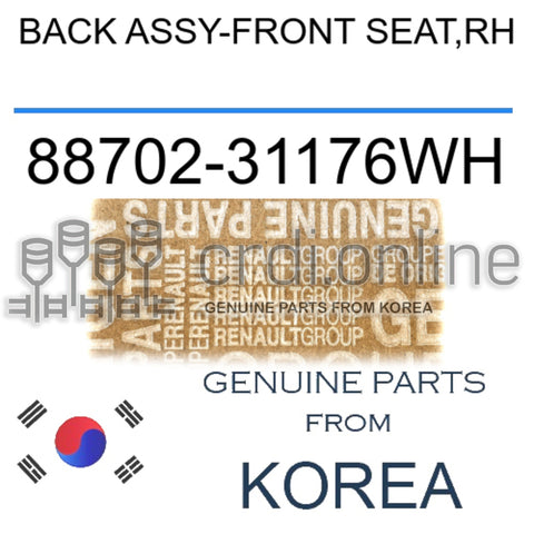 BACK ASSY-FRONT SEAT,RH [ORIGINAL] 88702-31176WH 8870231176WH 88702 31176WH