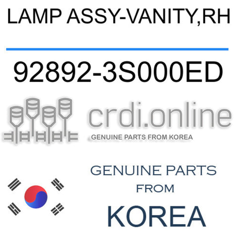 LAMP ASSY-VANITY,RH [ORIGINAL] 92892-3S000ED 928923S000ED 92892 3S000ED