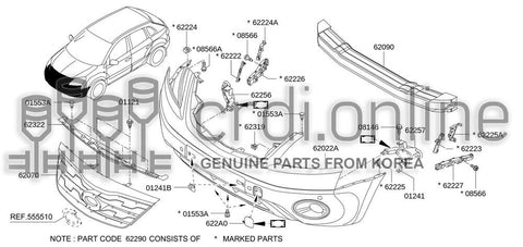 BRACKET-FRONT BUMPER SIDERH B 62226-JY00A 62226JY00A 62226 JY00A
