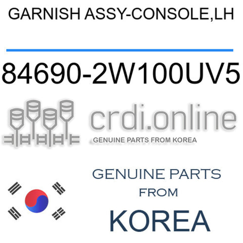 GARNISH ASSY-CONSOLE,LH 84690-2W100UV5 846902W100UV5 84690 2W100UV5