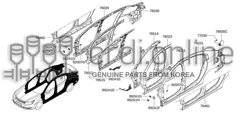 INSERT-INFLATING RH CENTER PILLAR LOWER PART 992A1-0084R 992A10084R 992A1 0084R