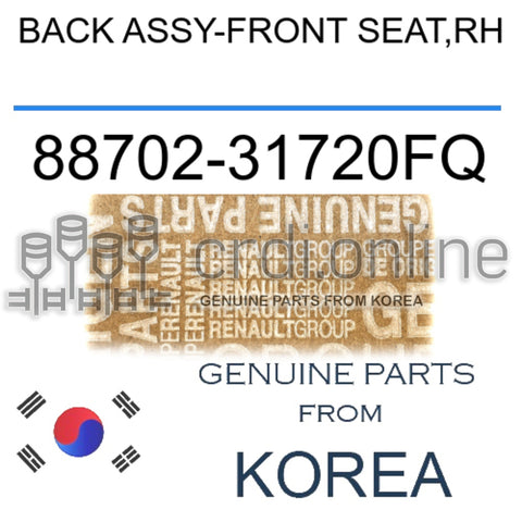 BACK ASSY-FRONT SEAT,RH [ORIGINAL] 88702-31720FQ 8870231720FQ 88702 31720FQ