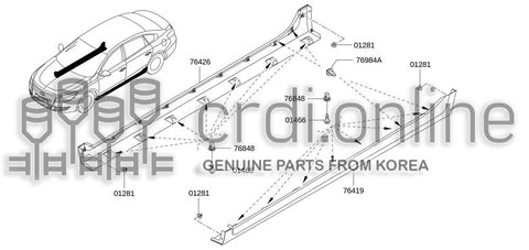 MUDGUARD SET CENTER LH 76419-0002R 764190002R 76419 0002R