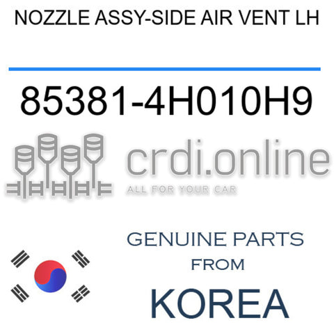 NOZZLE ASSY-SIDE AIR VENT LH [ORIGINAL] 85381-4H010H9 853814H010H9 85381 4H010H9