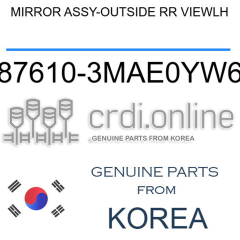 MIRROR ASSY-OUTSIDE RR VIEWLH [ORIGINAL] 87610-3MAE0YW6 876103MAE0YW6 87610 3MAE0YW6