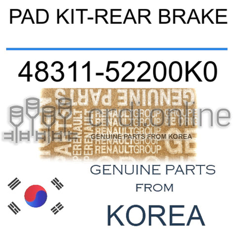 PAD KIT-REAR BRAKE [ORIGINAL] 48311-52200K0 4831152200K0 48311 52200K0