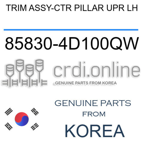 TRIM ASSY-CTR PILLAR UPR LH [ORIGINAL] 85830-4D100QW 858304D100QW 85830 4D100QW