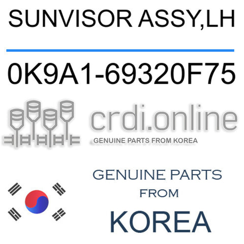 SUNVISOR ASSY,LH 0K9A1-69320F75 0K9A169320F75 0K9A1 69320F75