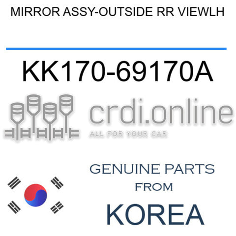 MIRROR ASSY-OUTSIDE RR VIEWLH [ORIGINAL] KK170-69170A KK17069170A KK170 69170A