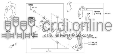 CALIPER ASSY-BRAKEWITHOUT PAD LH 48150-52100 4815052100 48150 52100