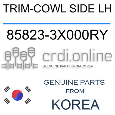 TRIM-COWL SIDE LH 85823-3X000RY 858233X000RY 85823 3X000RY