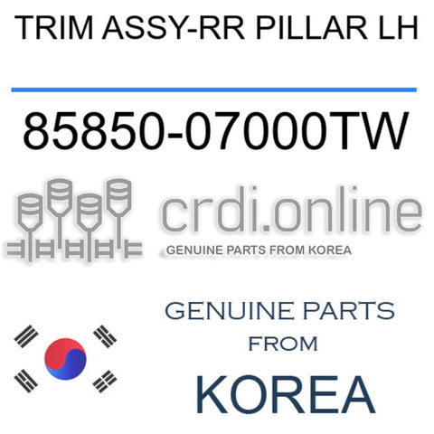 TRIM ASSY-RR PILLAR LH [ORIGINAL] 85850-07000TW 8585007000TW 85850 07000TW