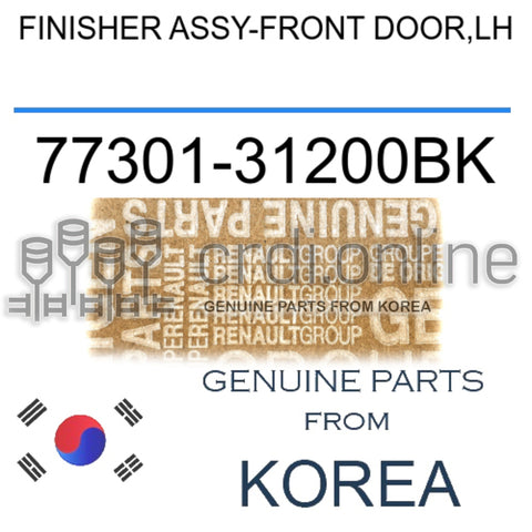 FINISHER ASSY-FRONT DOOR,LH [ORIGINAL] 77301-31200BK 7730131200BK 77301 31200BK
