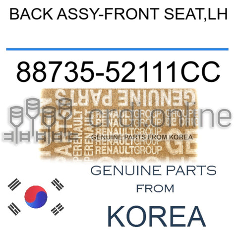 BACK ASSY-FRONT SEAT,LH [ORIGINAL] 88735-52111CC 8873552111CC 88735 52111CC