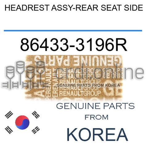 HEADREST ASSY-REAR SEAT SIDE [ORIGINAL] 86433-3196R 864333196R 86433 3196R