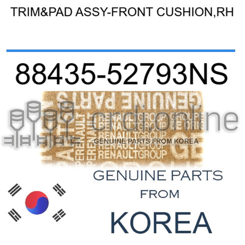 TRIM&PAD ASSY-FRONT CUSHION,RH [ORIGINAL] 88435-52793NS 8843552793NS 88435 52793NS