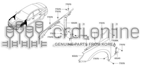 BRACKET ASSY-FRONT FENDER SKIRTLH 63140-0731R 631400731R 63140 0731R