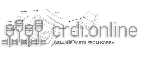 MOULDING ASSY-WINDSHIELD SIDELH 85413-51100GA 8541351100GA 85413 51100GA