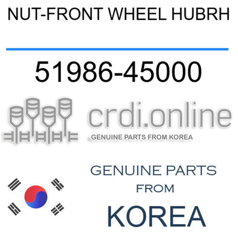 NUT-FRONT WHEEL HUBRH 51986-45000 5198645000 51986 45000