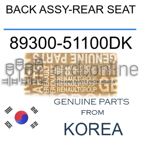 BACK ASSY-REAR SEAT [ORIGINAL] 89300-51100DK 8930051100DK 89300 51100DK