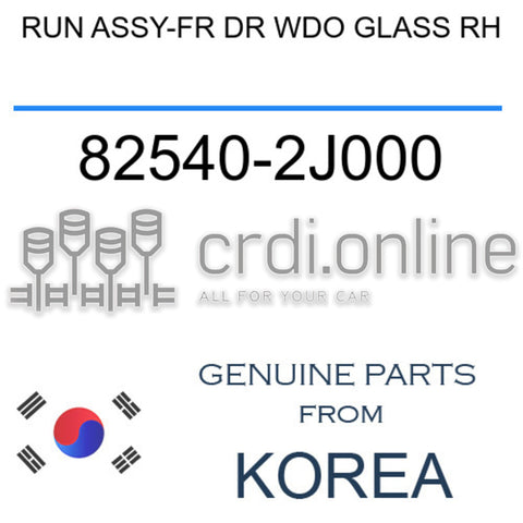 RUN ASSY-FR DR WDO GLASS RH [ORIGINAL] 82540-2J000 825402J000 82540 2J000