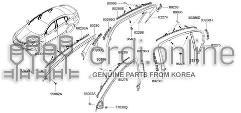 DOOR FRAME-INNER MOLDINGREAR LH 82275-0014R 822750014R 82275 0014R