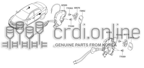 LOCK & REMOTE CONTROL ASSY-REAR DOORRH 82502-0010R 825020010R 82502 0010R